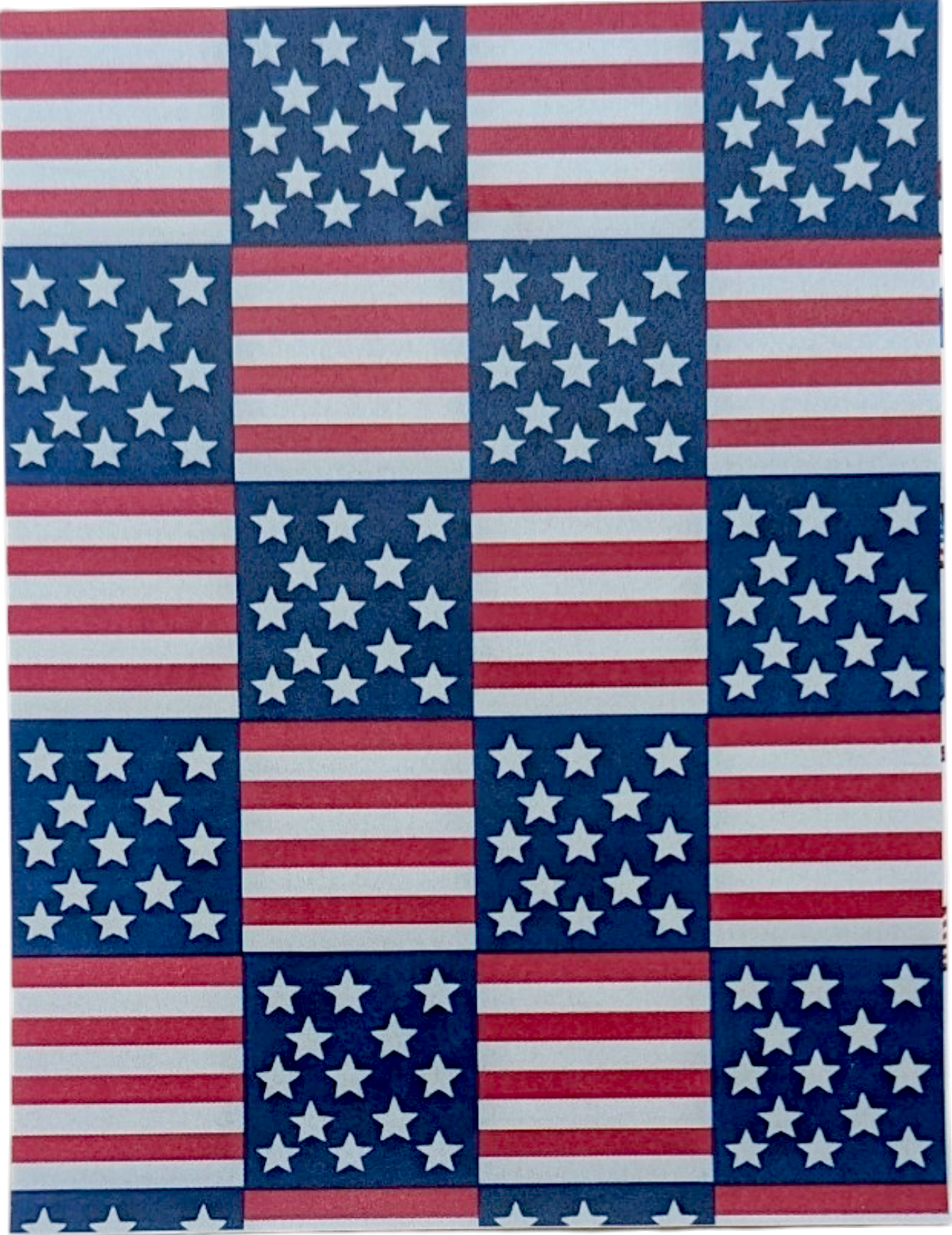Pattern of American flags with red, white, and blue colors on a white background