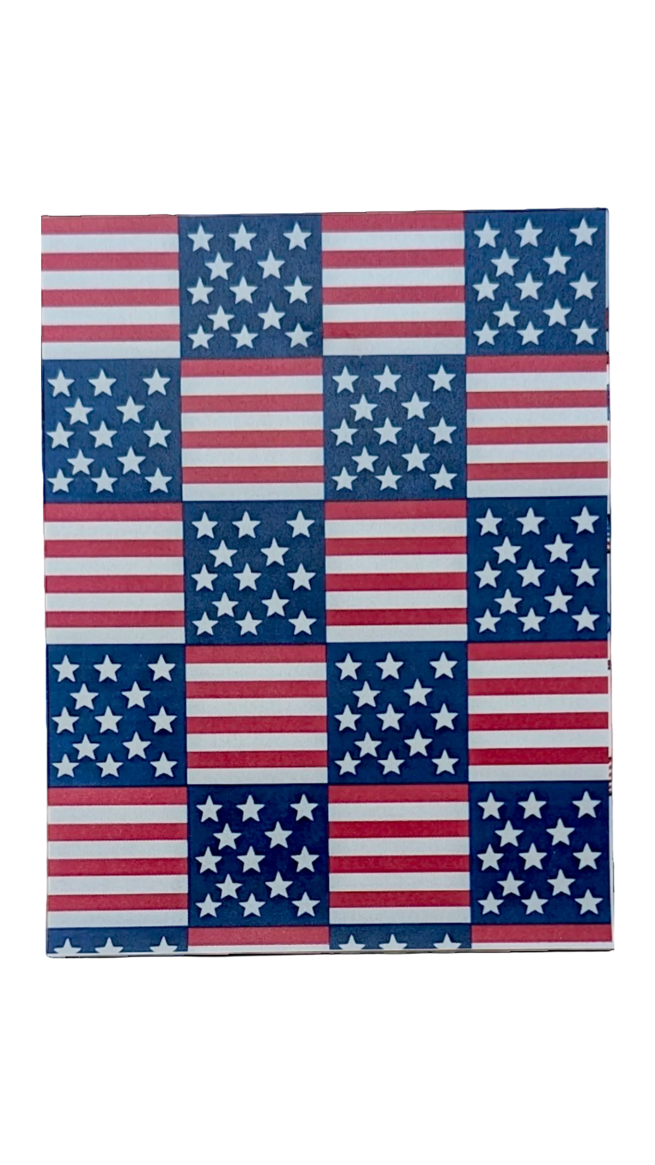 Pattern of American flags with red, white, and blue colors on a white background