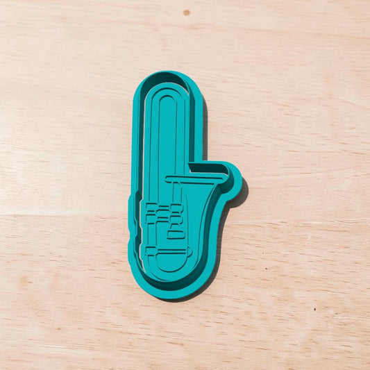 3D printed trombone cookie cutter and stamp set for cookies, polymer clay, fondant, pottery and ceramic crafts