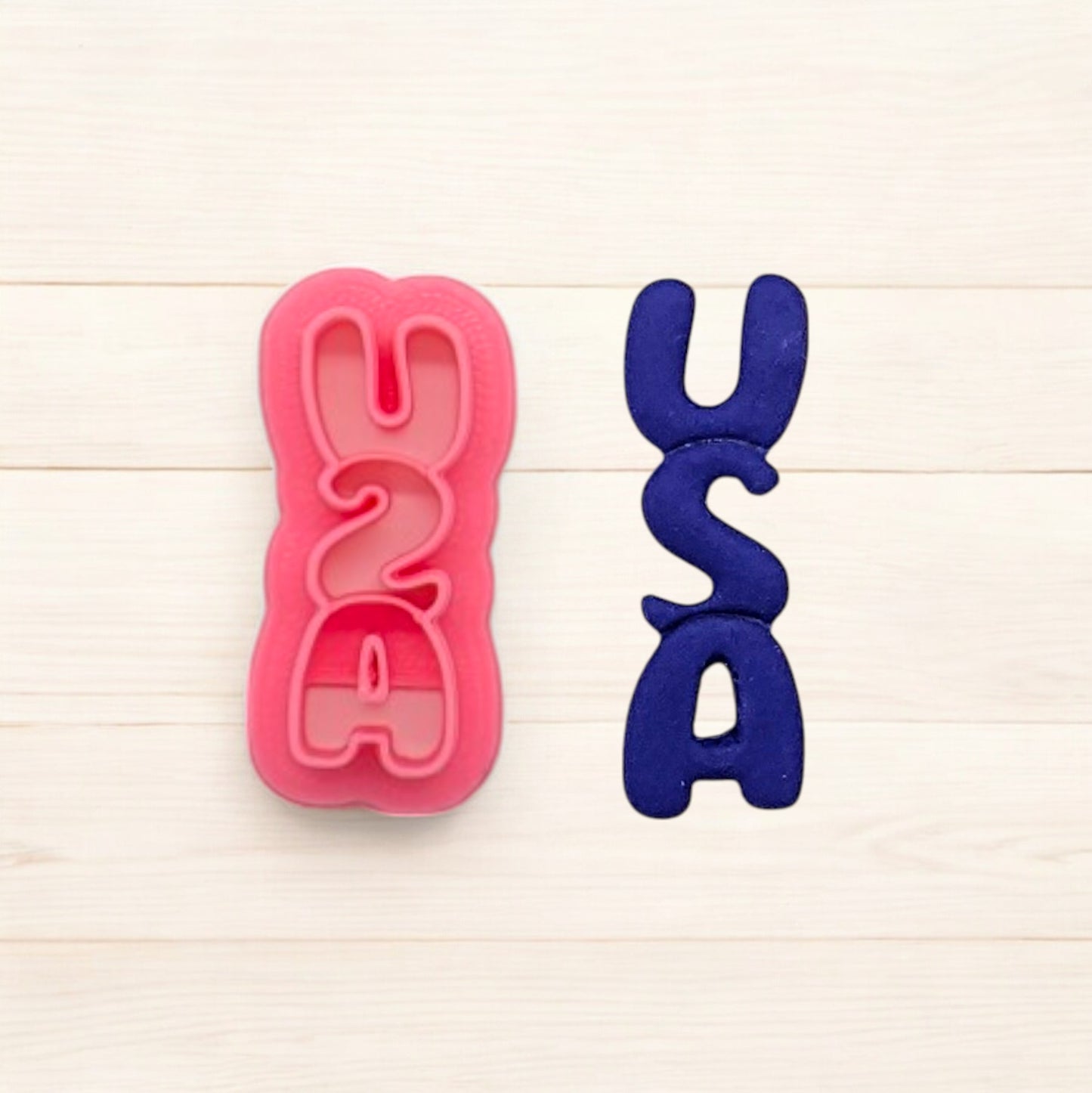 USA Vertical Bubble Letters Cookie Cutter for Cookies, Ceramics, Pottery, Polymer Clay, Fondant - Multi-Medium Craft & Baking Tool