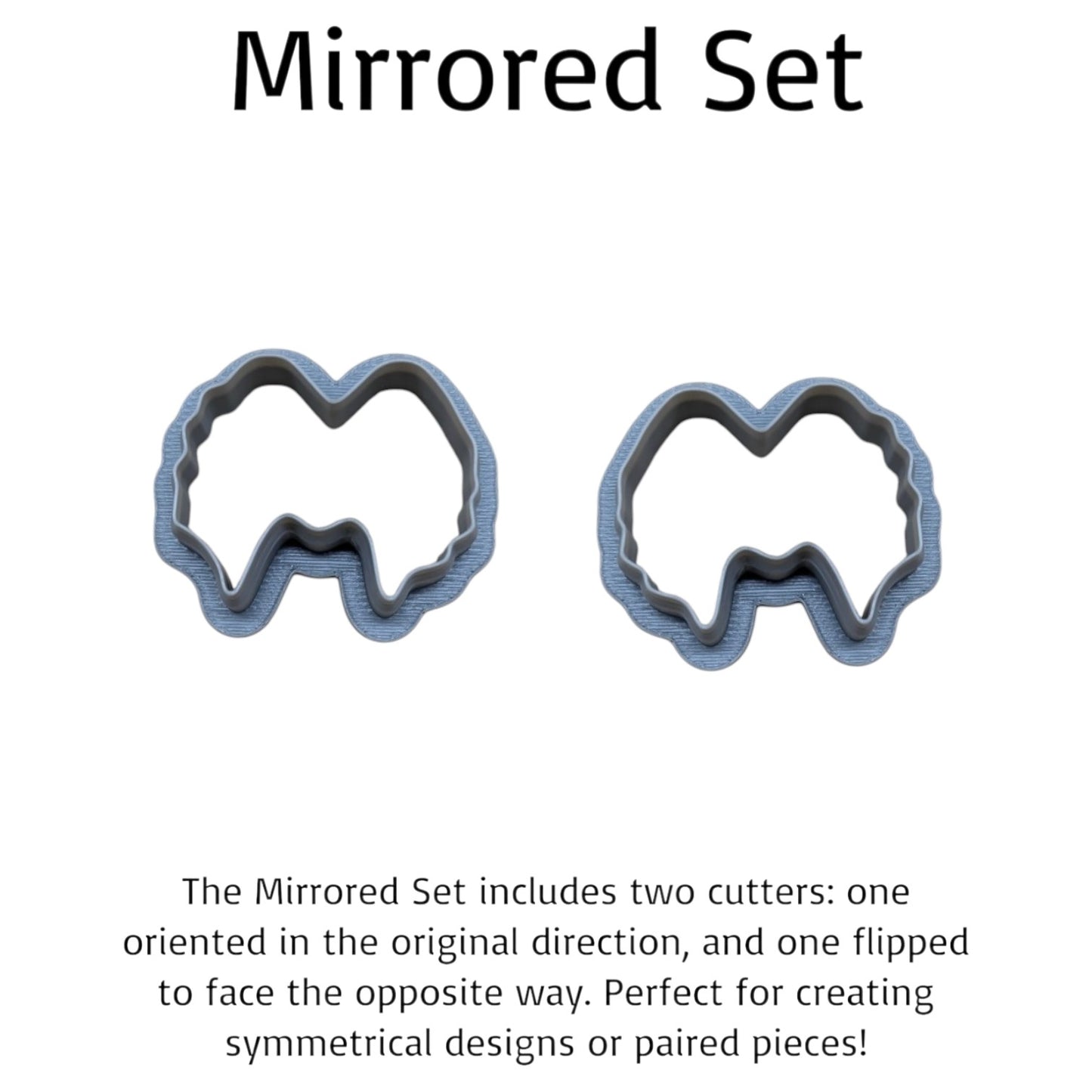 Pair of mirrored Winifred Sister hair cookie cutters facing opposite directions, ideal for symmetrical cookie, fondant, and clay designs.