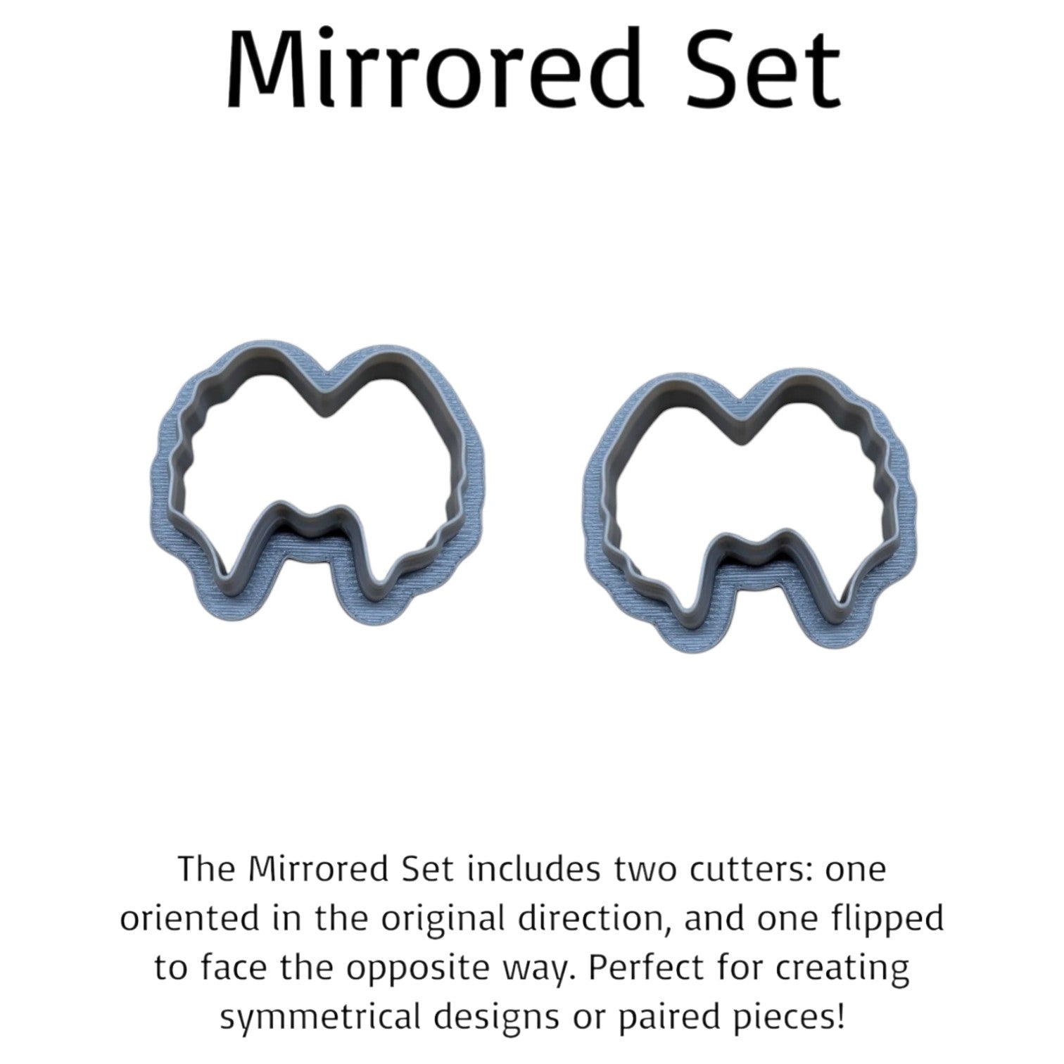 Pair of mirrored Winifred Sister hair cookie cutters facing opposite directions, ideal for symmetrical cookie, fondant, and clay designs.