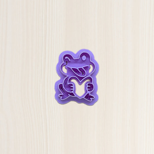 Winking Frog Holding Heart (Style C) Cookie Cutter: Ideal for Cookies, Ceramics, Pottery, Polymer Clay, and Fondant