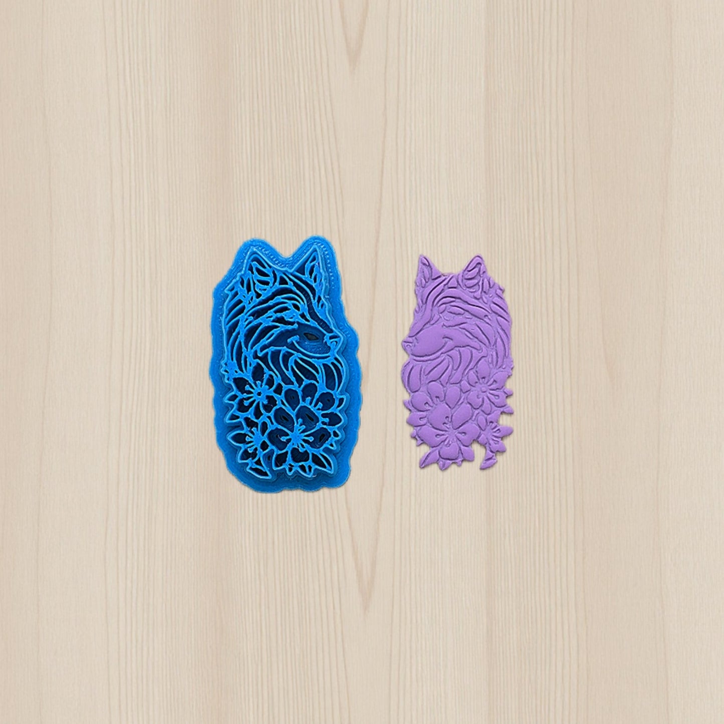 Wolf and Wildflowers Cookie Cutter: Ideal for Cookies, Ceramics, Pottery, Polymer Clay, Fondant - Multi-Medium Craft & Baking Tool