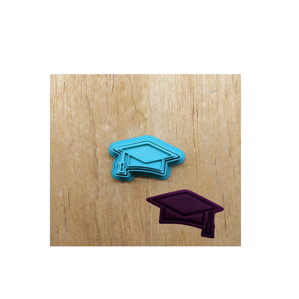 Graduation Hat Cookie Cutter & Embossing Stamp: Idea for Cookies, Ceramics, Pottery, Polymer Clay, Fondant