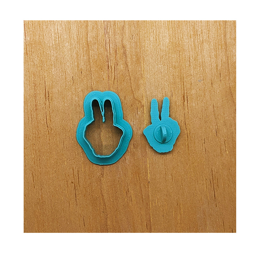 Skeleton Hand Peace Fingers Cutter and Stamp Set for Cookies, Ceramics, Pottery, Polymer Clay, Fondant & More