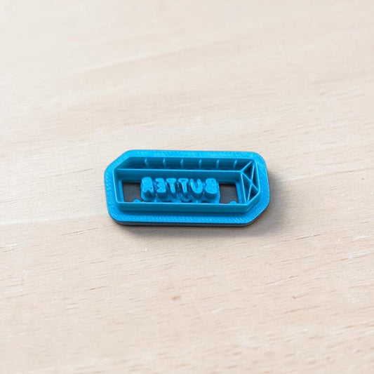Blue 3D printed stick of butter cookie cutter with BUTTER lettering for cookies, polymer clay, fondant, pottery and ceramic crafts