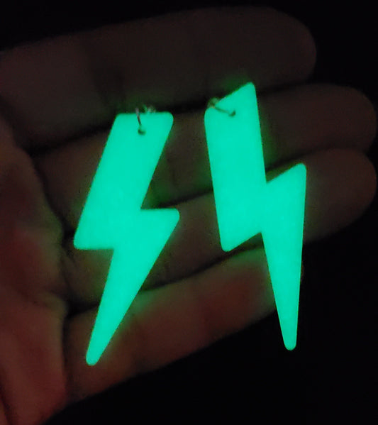 Glow in the Dark Lightening Bolt Earrings | Style A
