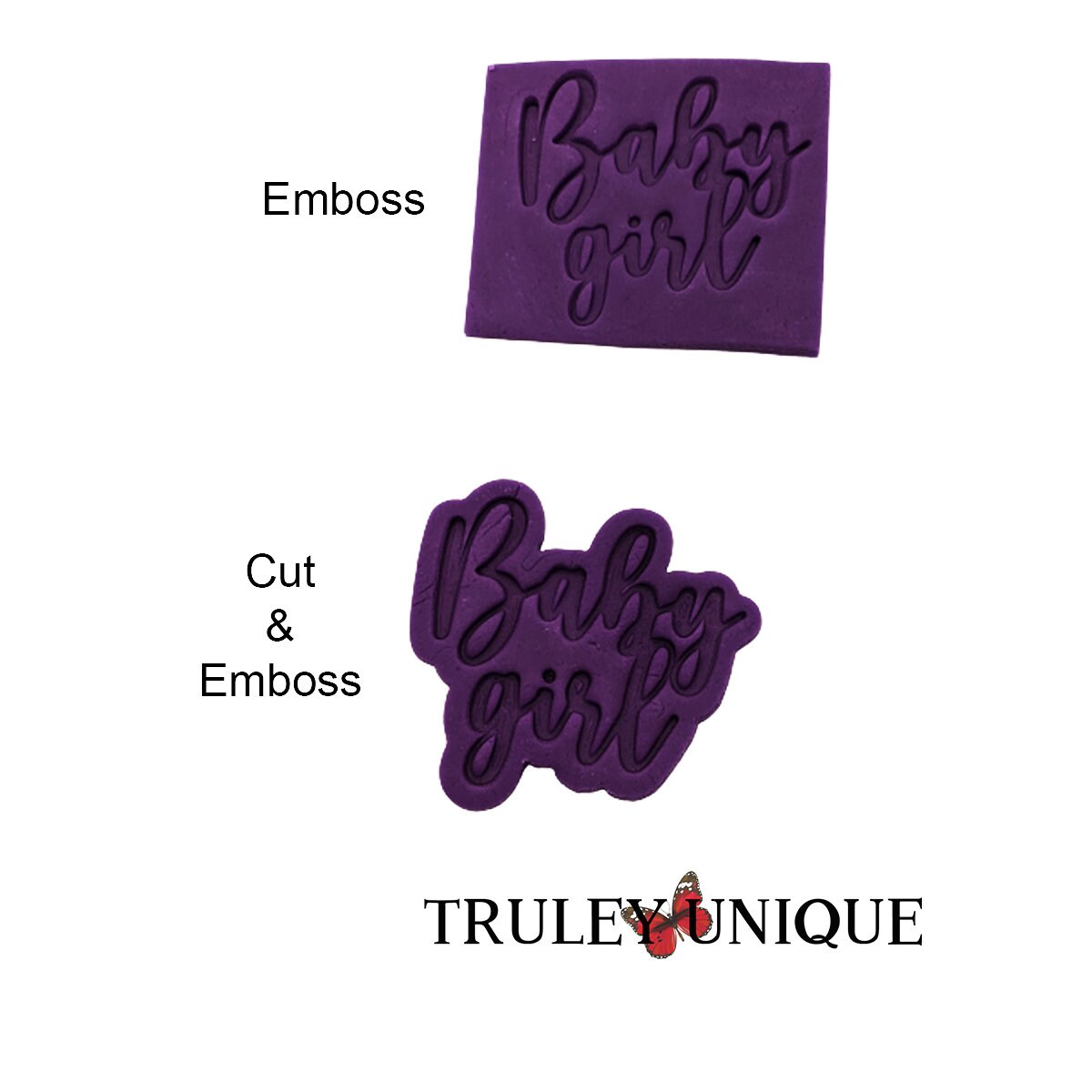 Baby Girl Cookie Cutter and Stamp Set for Cookies, Polymer Clay, Fondant & Pottery