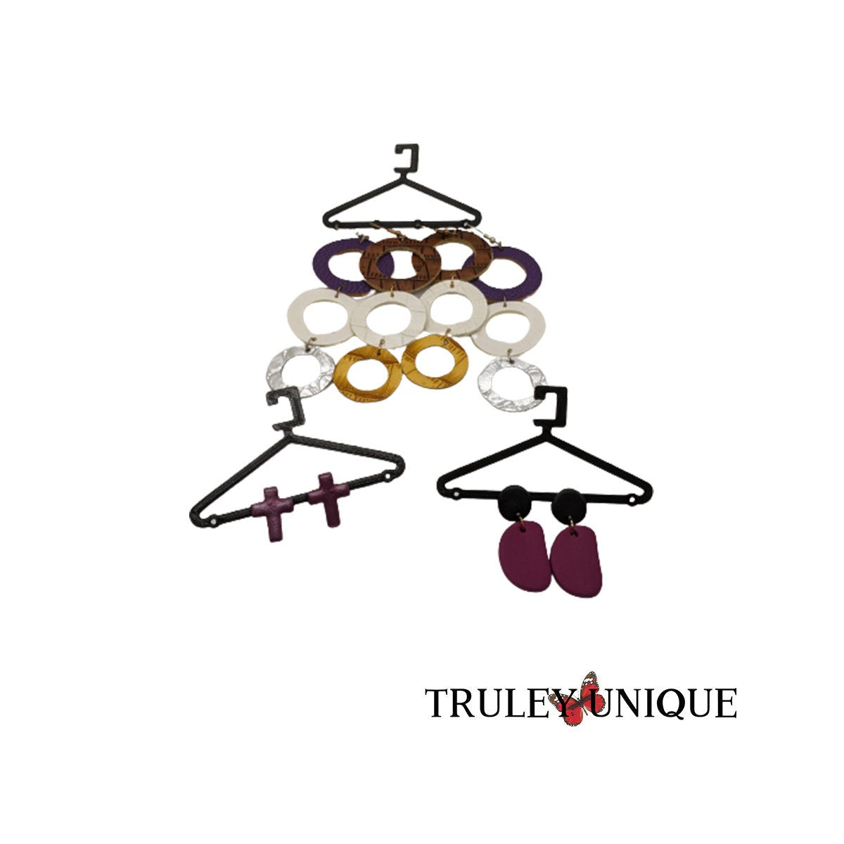 Earring Hanger Display, 14 Stud Pair Slots, 10 Mini Earring Hangers