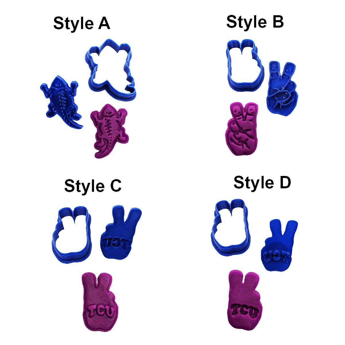 TCU Cookie Cutter & Stamp Set 4 Style Options