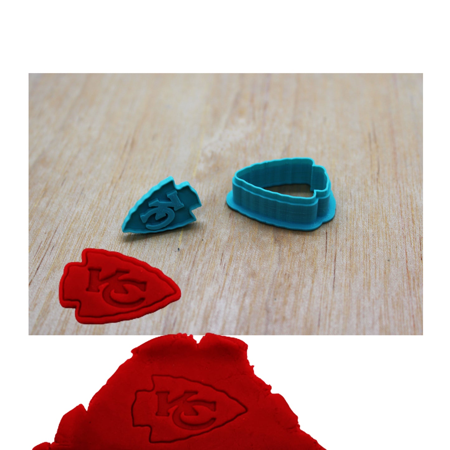 Kansas City Chiefs Arrowhead Cookie Cutter & Stamp Set: Versatile Tool for Cookies, Ceramics, Pottery, Fondant, and More